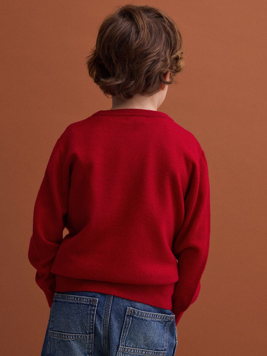 Red pure wool long-sleeve jumper, regular fit_2