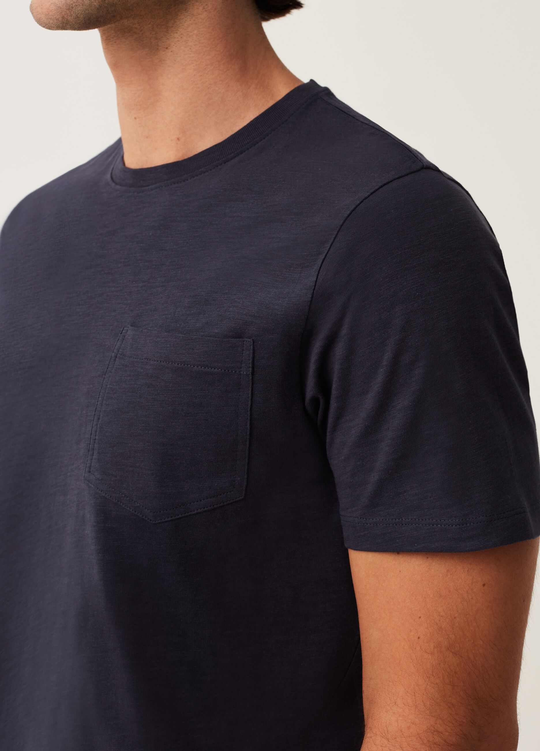 Camiseta de punto flameado con bolsillo