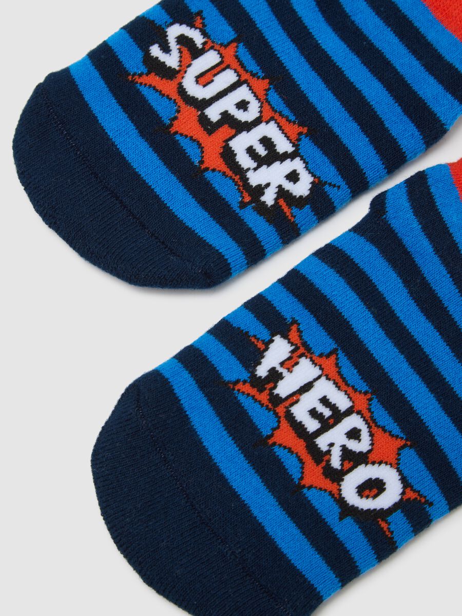 Children's multi-coloured striped anti-slip cotton blend socks_1