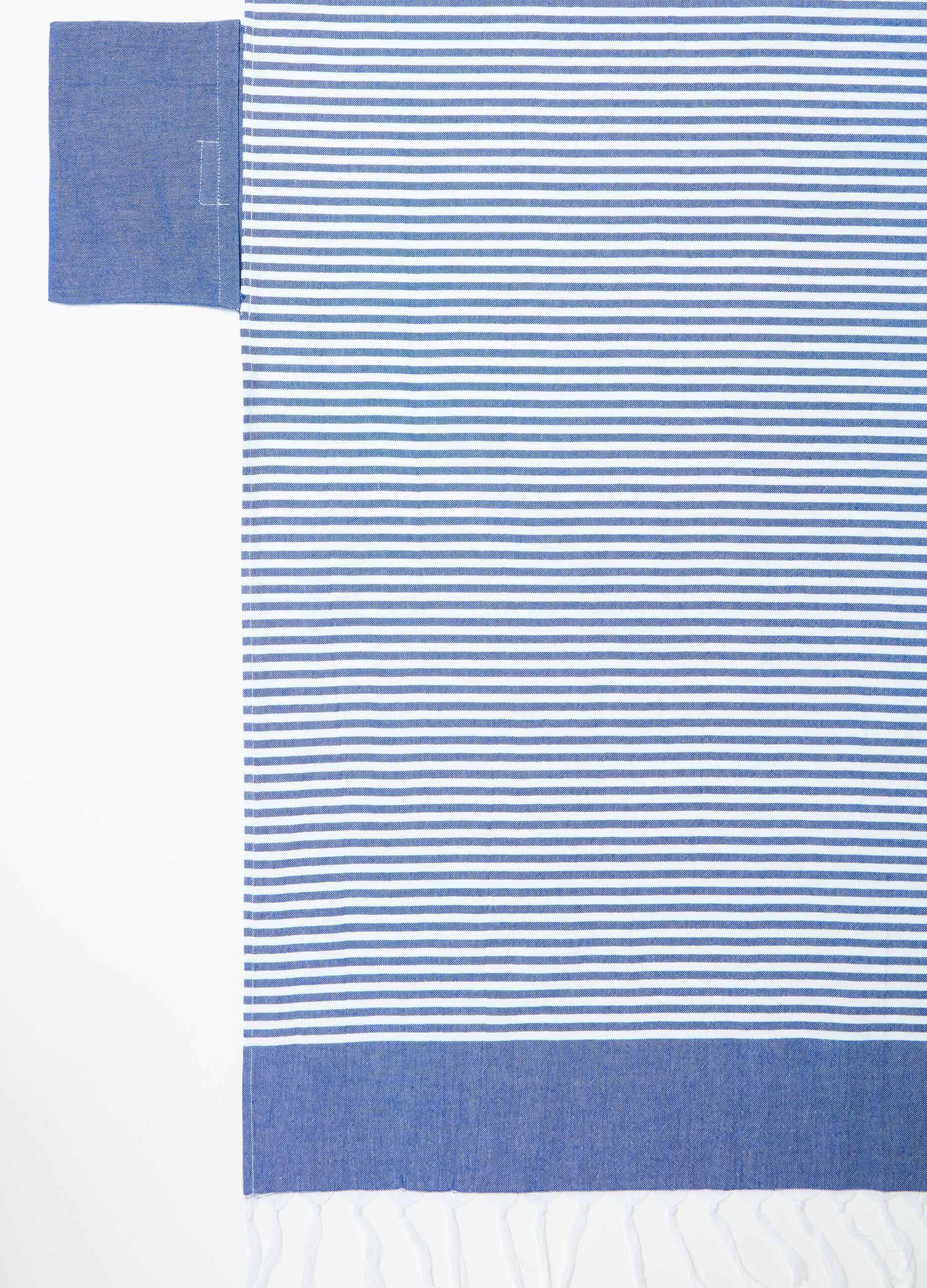 Striped beach towel with small pocket
