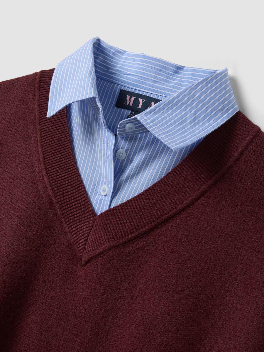 Camisola vermelha em mistura de viscose com efeito de dupla camada_1