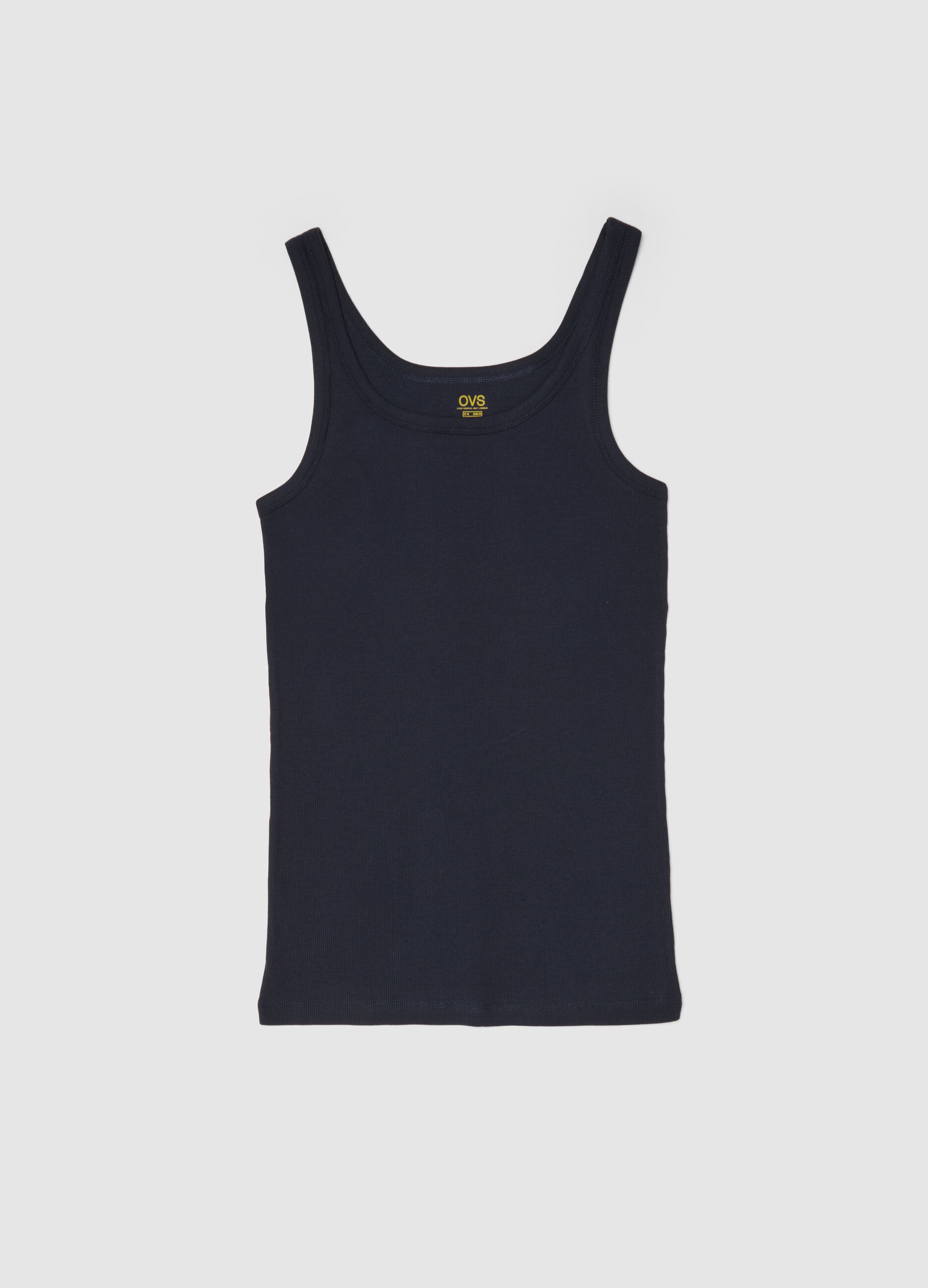Blue pure cotton tank top regular fit