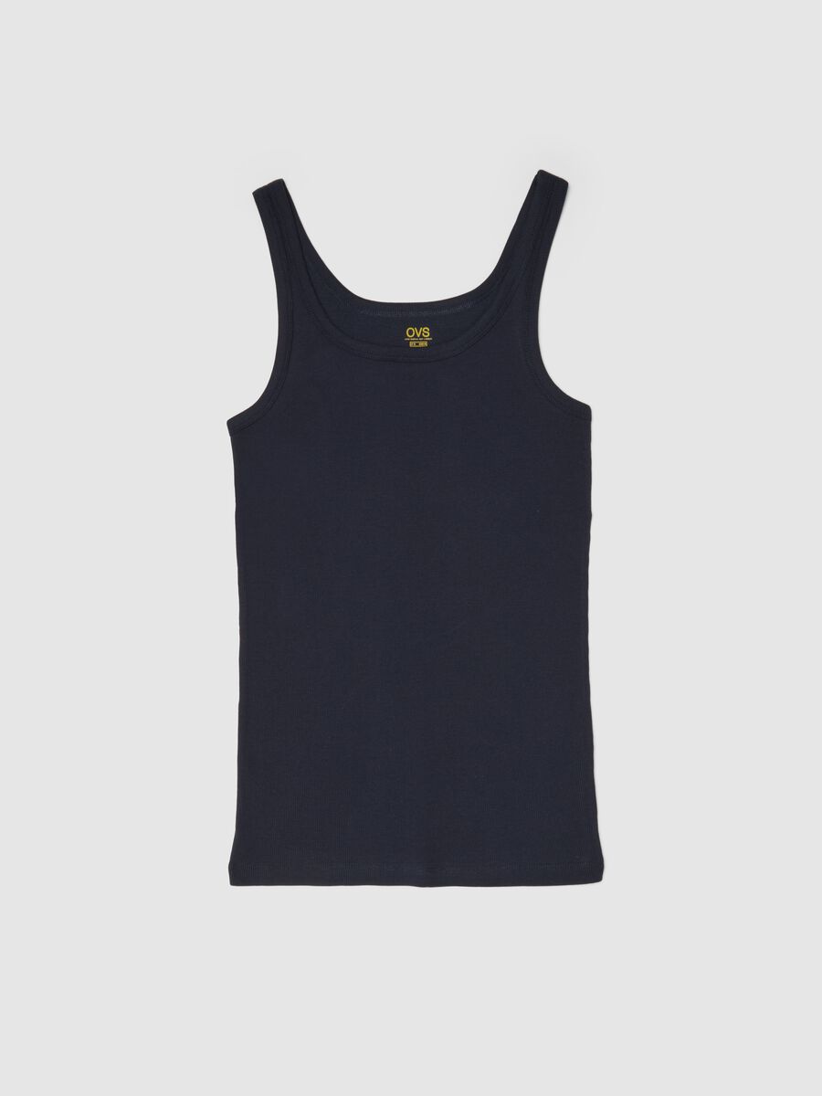 Blue pure cotton tank top regular fit_0
