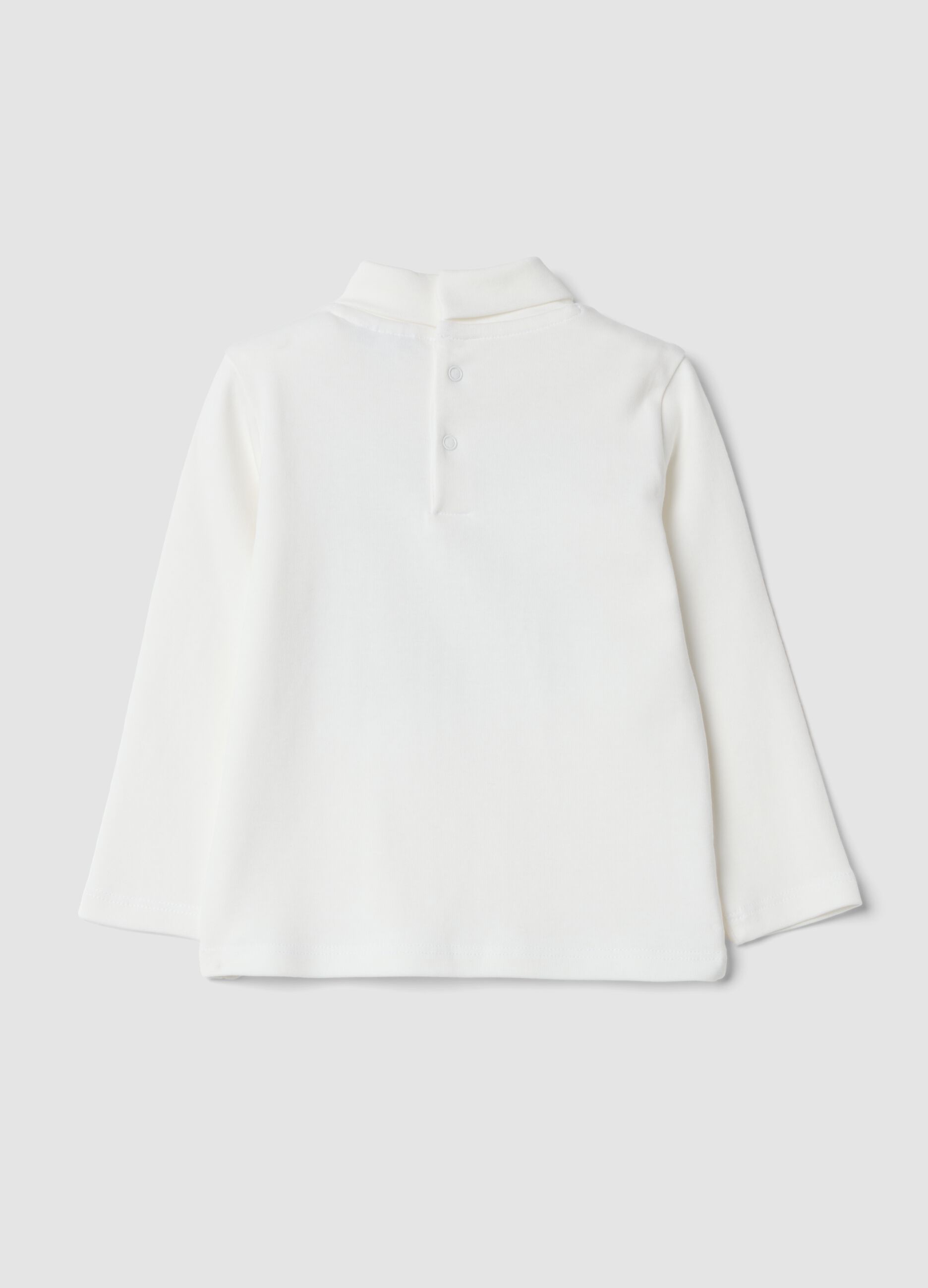 Maglietta bianca in puro cotone organico con dolcevita
