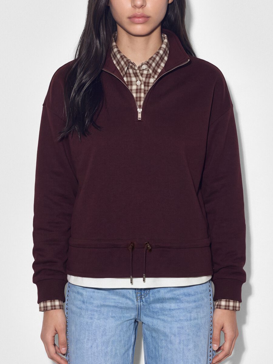 Half-zip viola in misto cotone a strati regular fit_2
