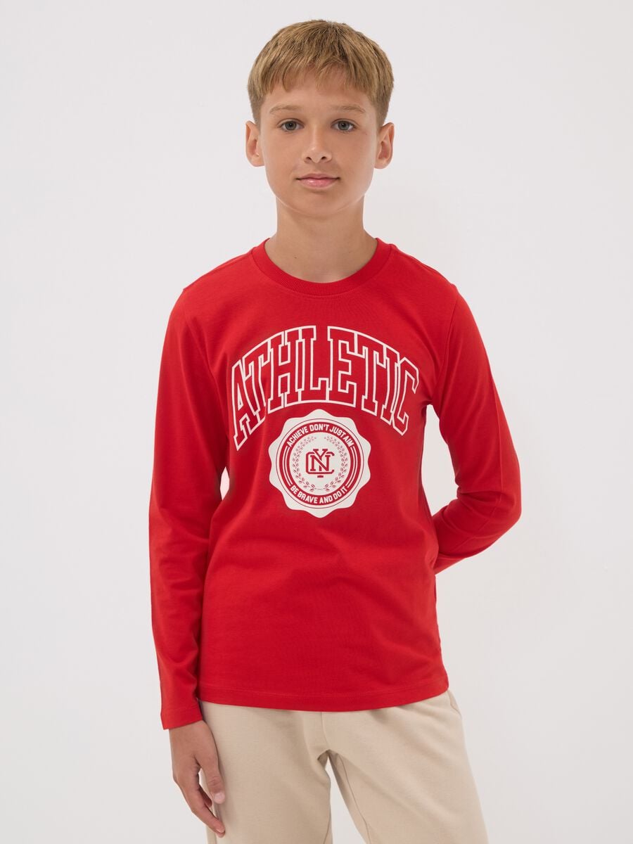 Red organic cotton graphic-print T-shirt for boys_1