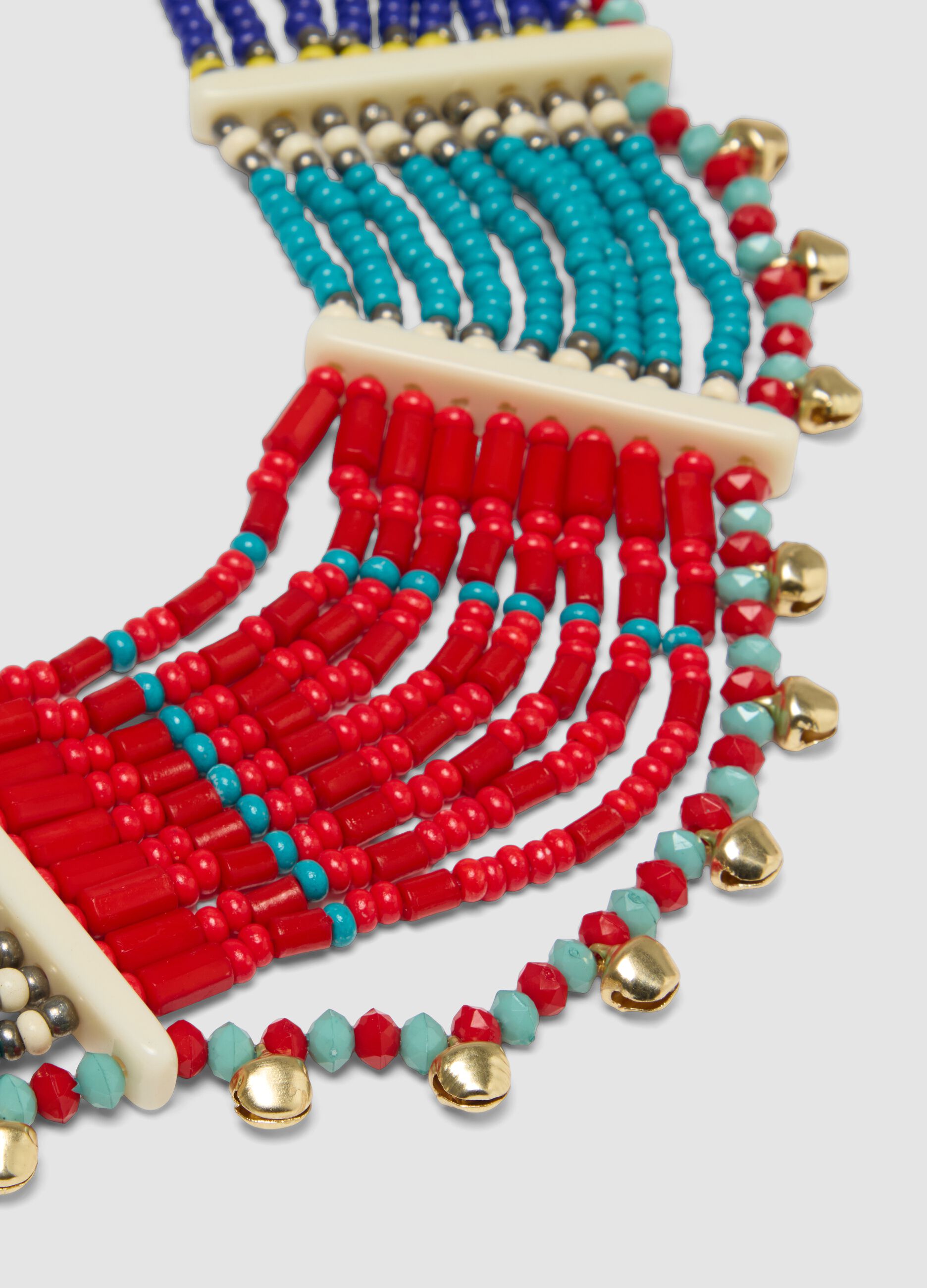 Multicolour Necklace with Beads and Golden Accents