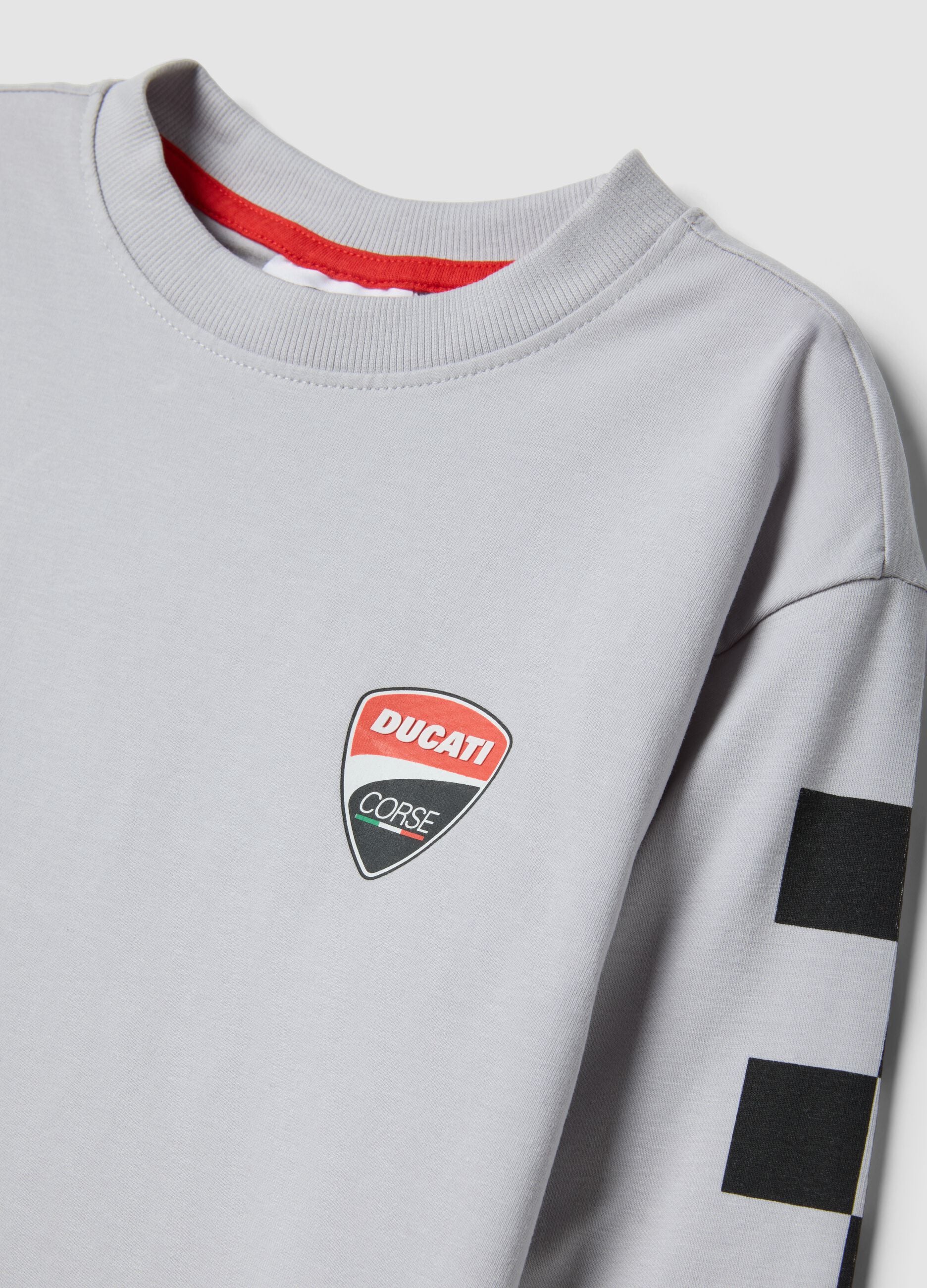 Grey stretch cotton Ducati logo T-shirt for kids