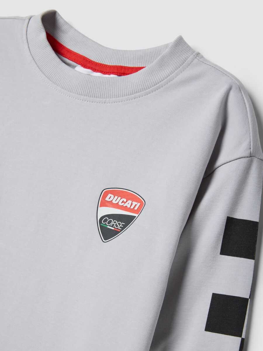 Grey stretch cotton Ducati logo T-shirt for kids_2