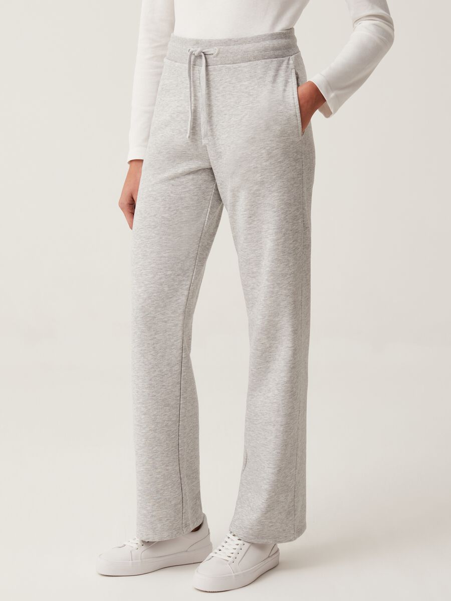 Fitness wide-leg joggers in fleece with drawstring_1