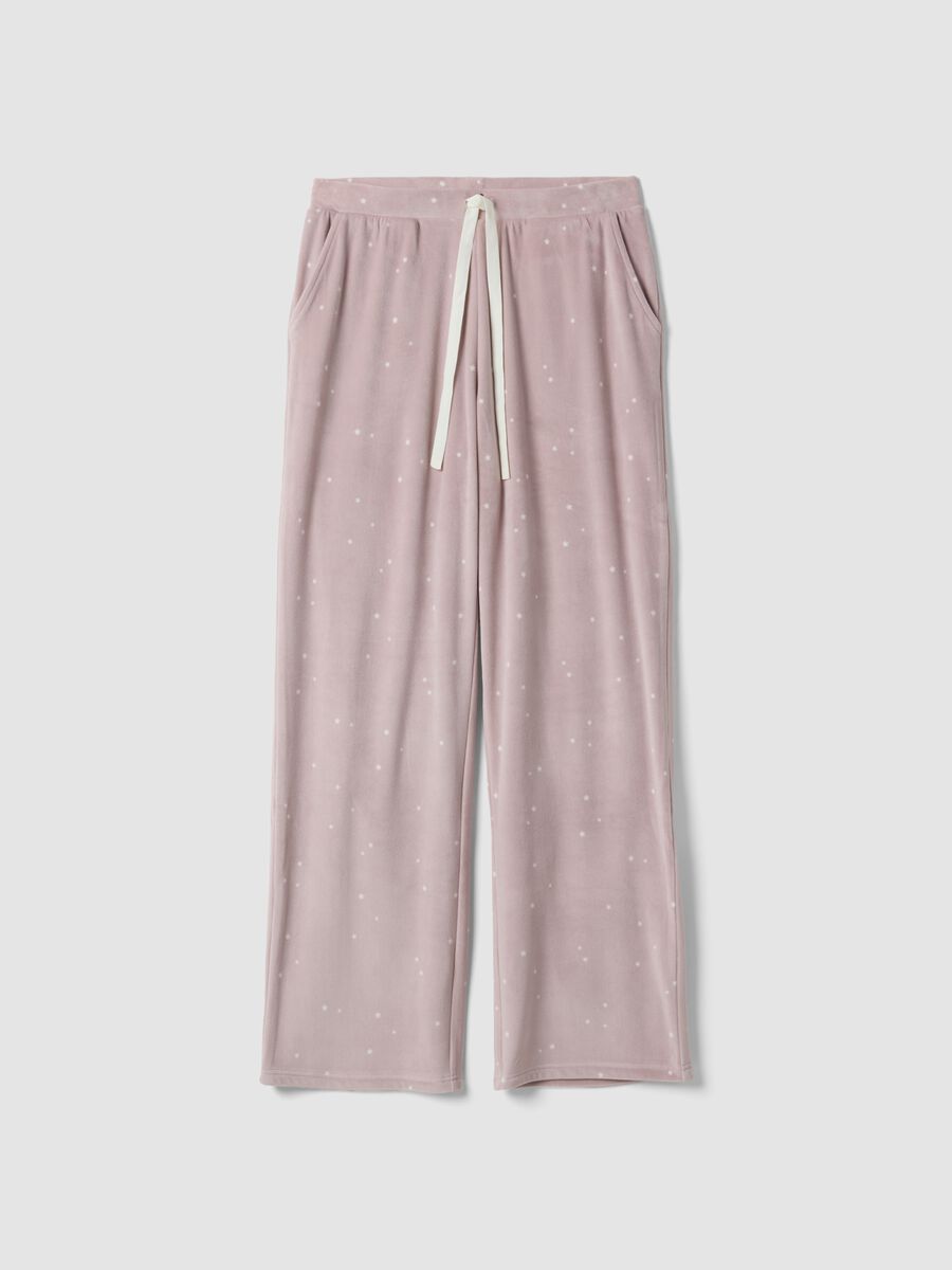 Violette Pyjamahose aus Stretchstoff mit Sternprint_4