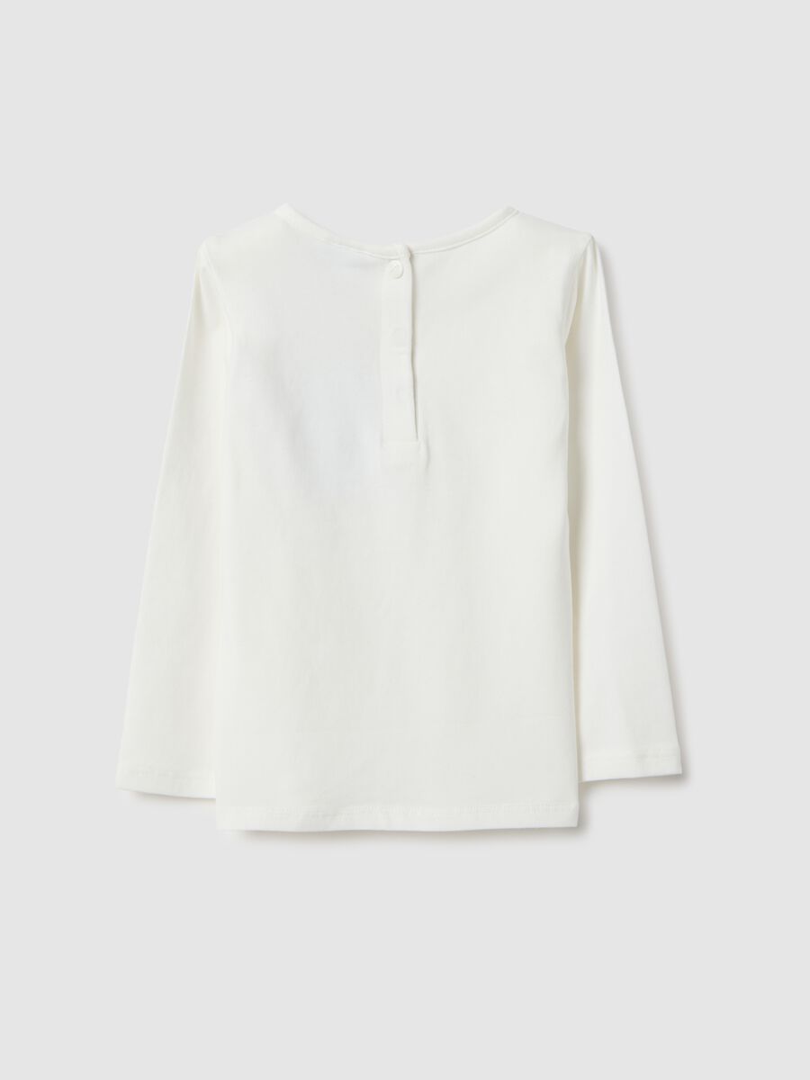 White stretch cotton regular fit girl's T-shirt with heart_1