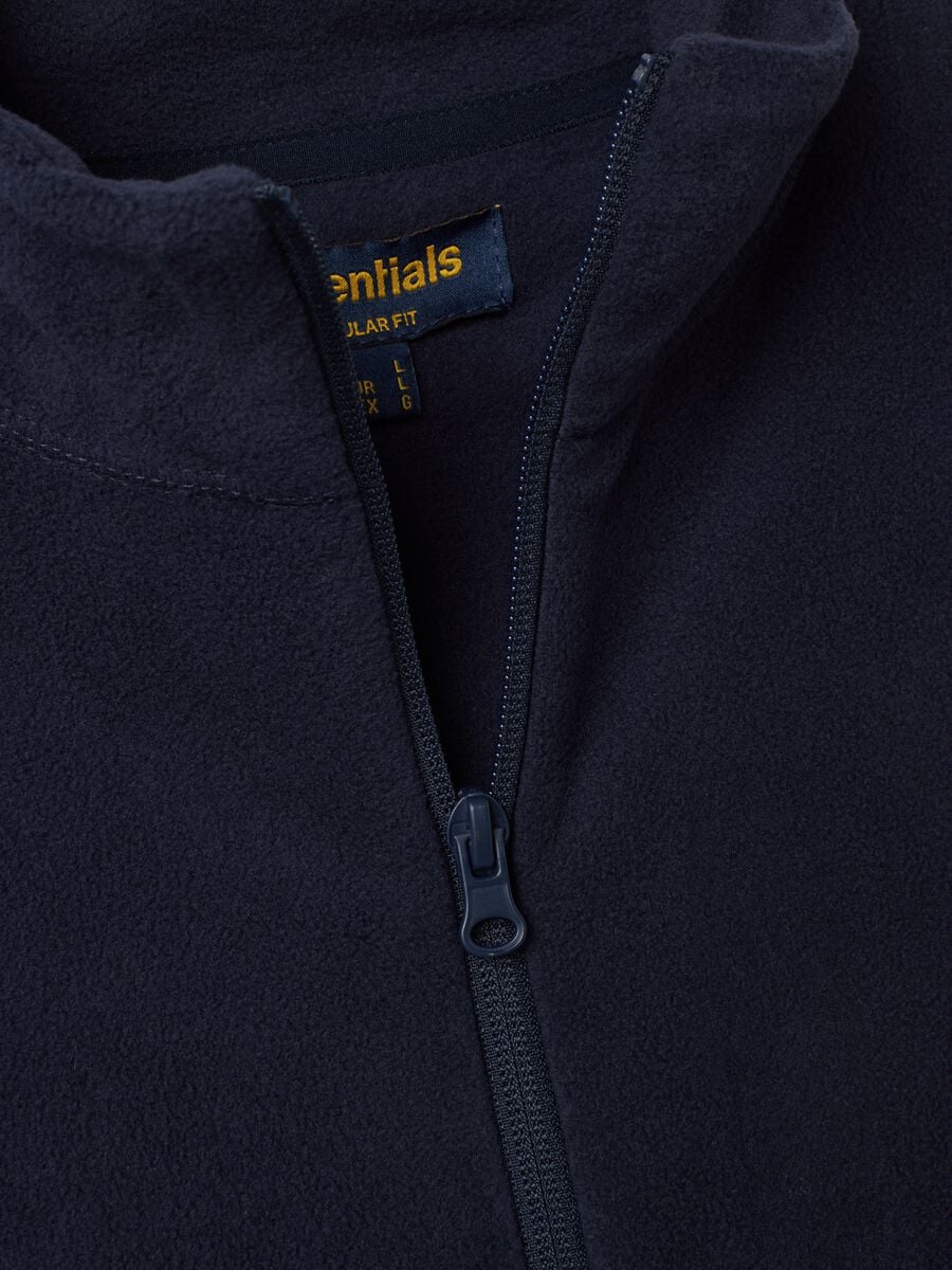 Felpa blu con colletto e zip regular fit in pile_1