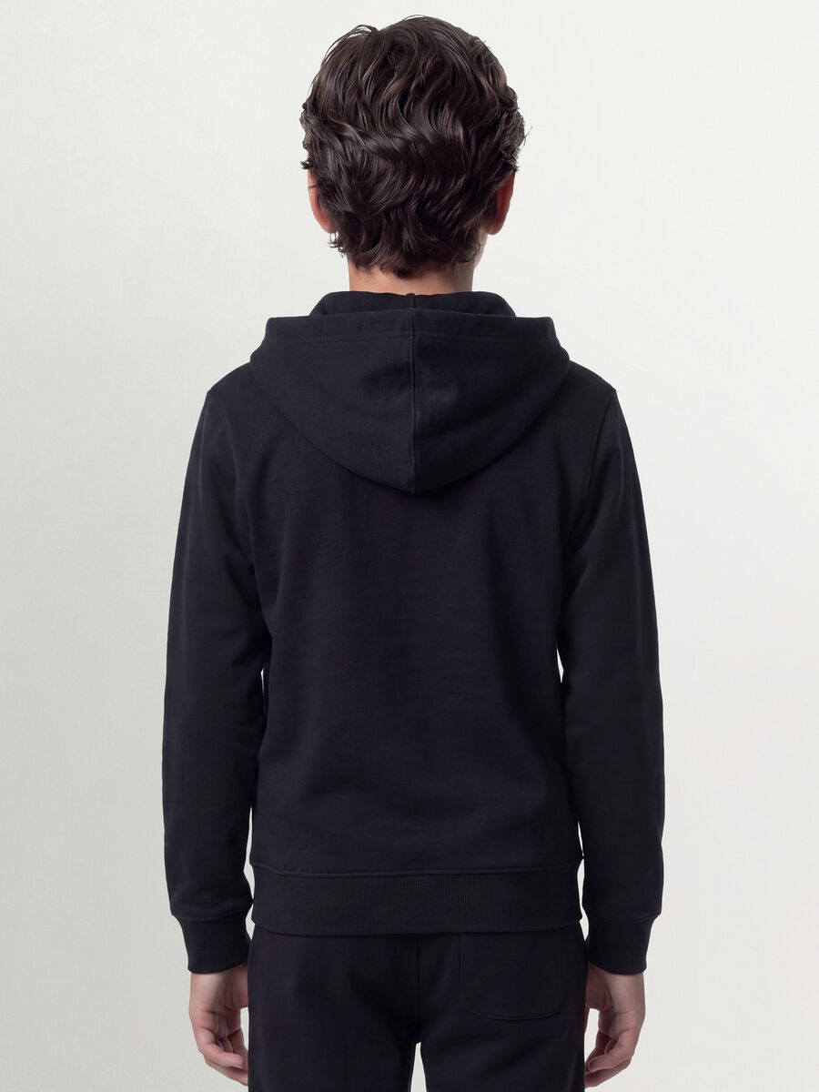 Black organic cotton hooded sweatshirt, regular fit, for boys_2