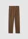 Braune elegante Slim Fit-Hose mit elastischem Bund_4
