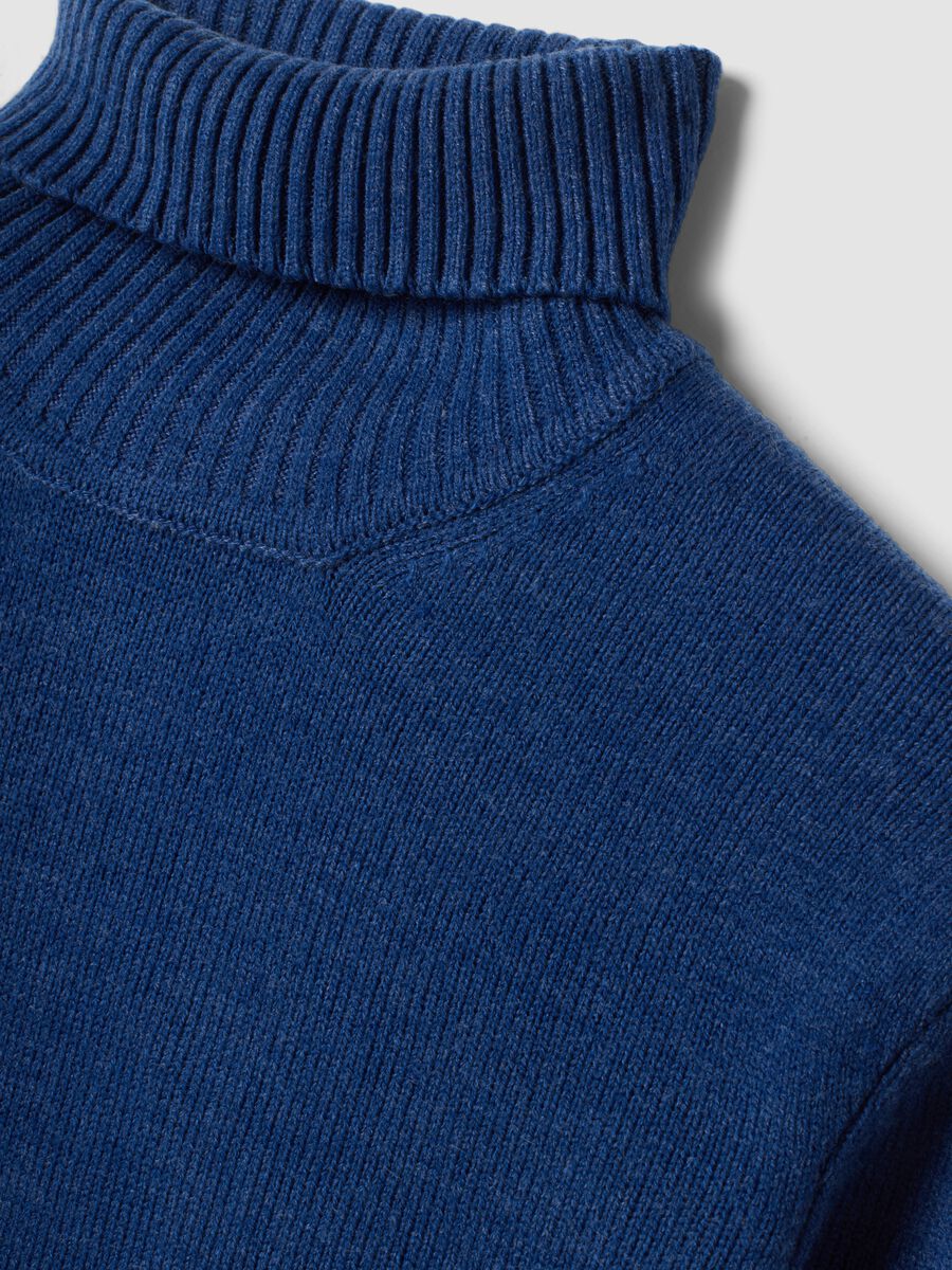 Maglia blu a dolcevita regular fit in jersey knit_1