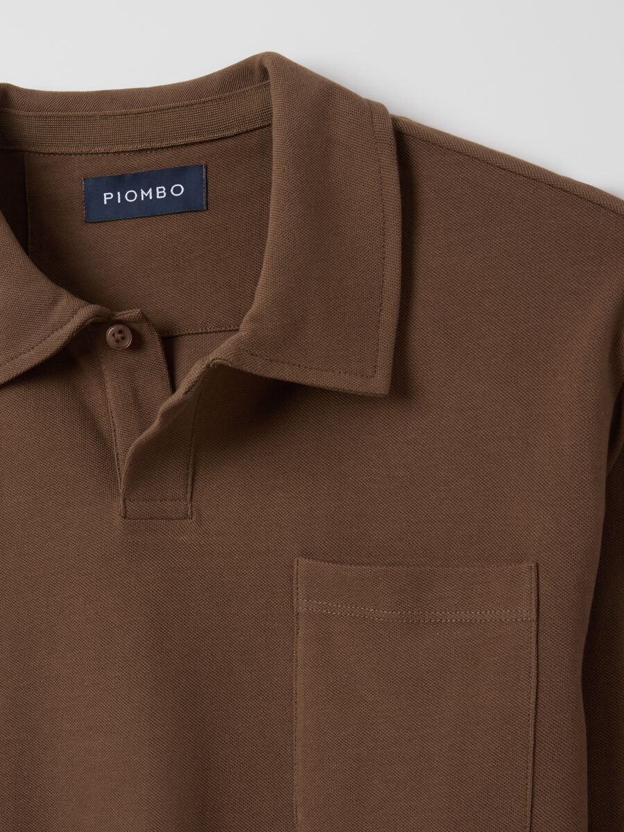 Brown pure cotton regular fit polo_5