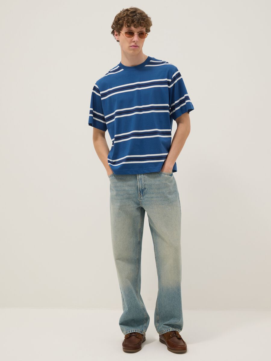 Blue striped pure cotton T-shirt_2