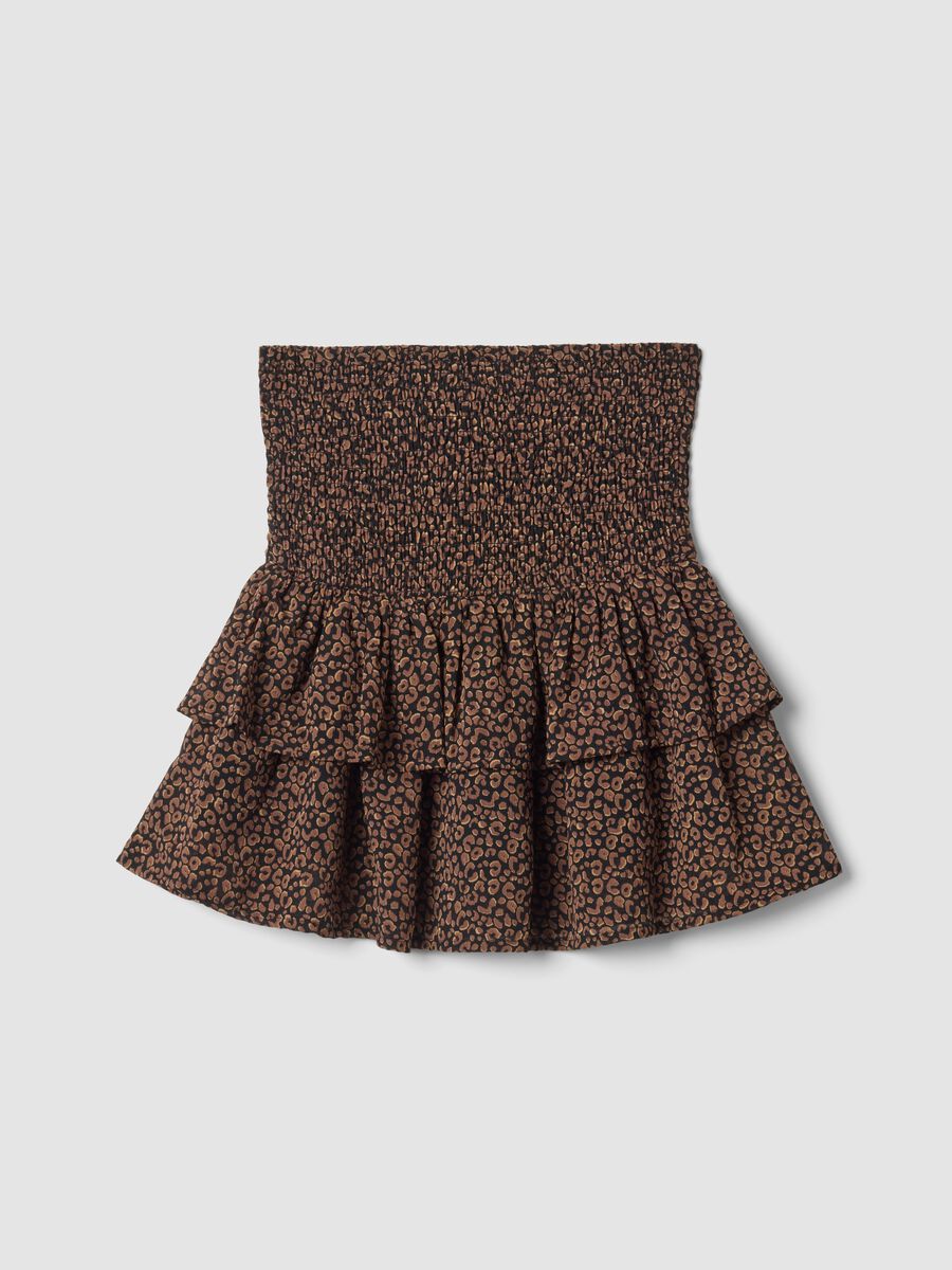 Brown and black animal print skirt with ruffles_1