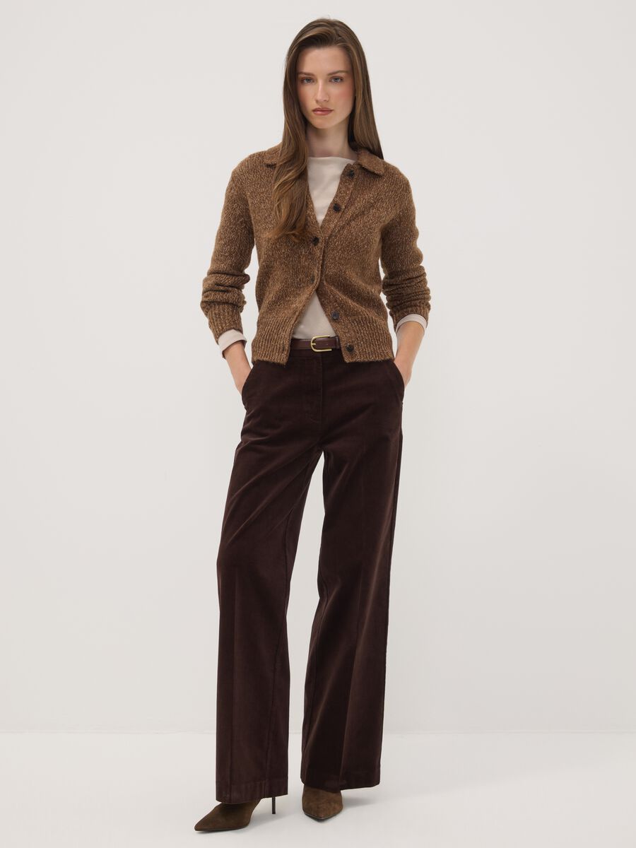 Braune The Iconic Pants Straight-Fit-Hose aus geripptem Stretch-Baumwollstoff_0