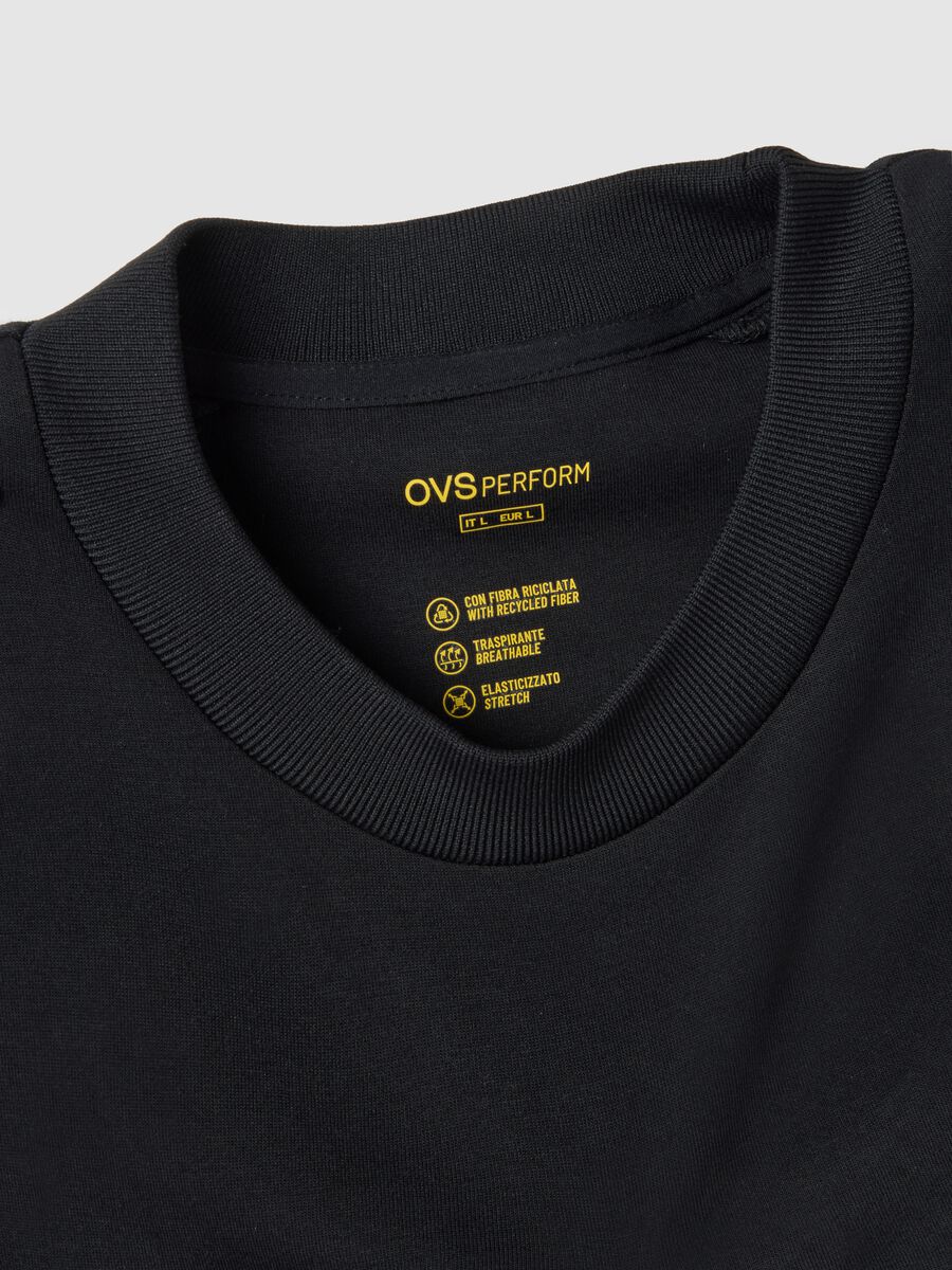 Black regular fit cotton blend crew neck sweatshirt_5