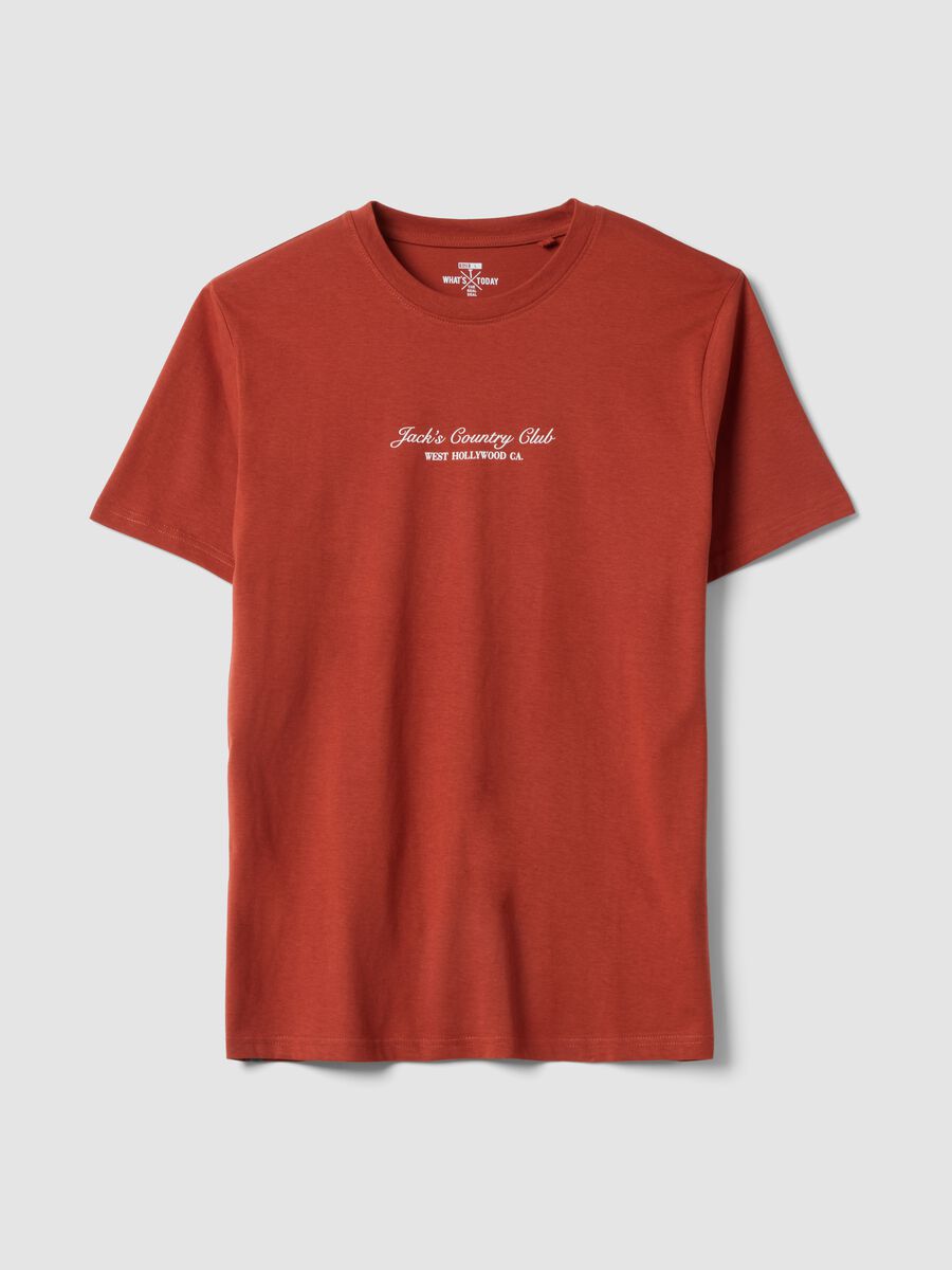 Red slogan T-shirt in pure cotton, regular fit_4