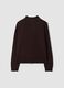 Brown long-sleeve top with raised neck, regular fit_6