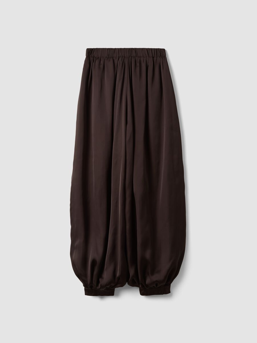 Braune Baggy-Fit-Hose mit elastischen B&uuml;ndchen_2
