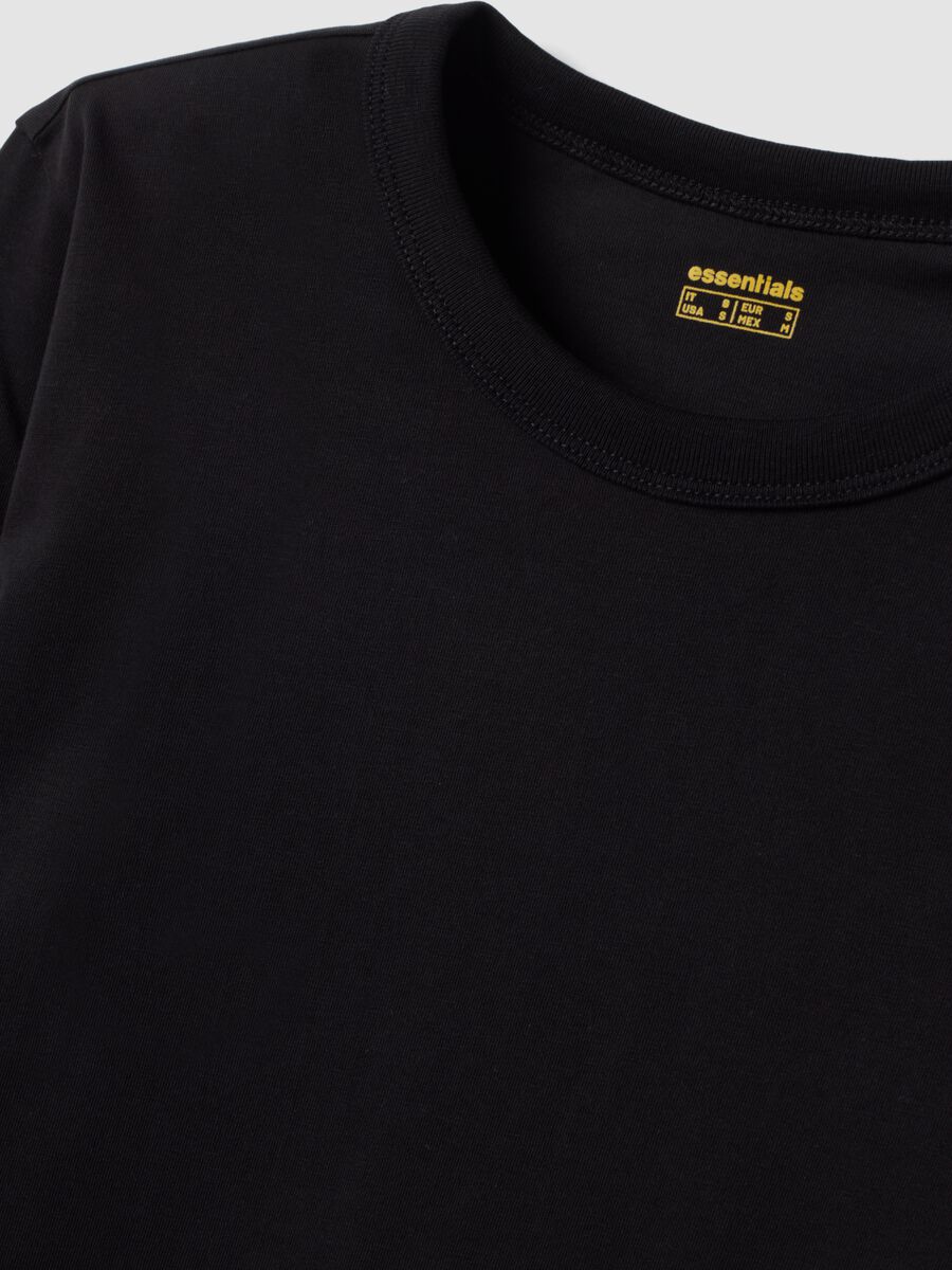 Schwarzes Langarm-T-Shirt aus reiner Baumwolljersey, Regular Fit_1