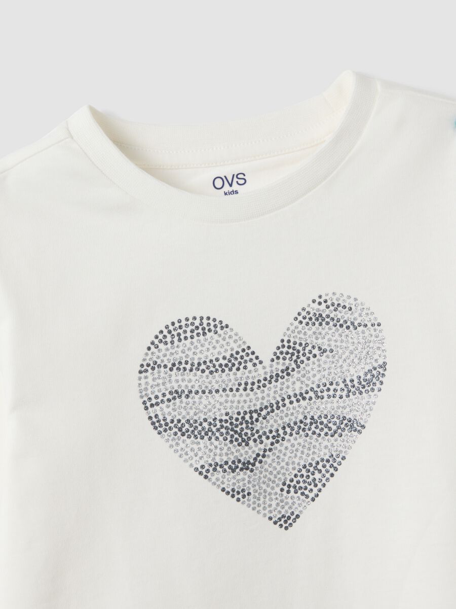 White pure organic cotton girls&rsquo; T-shirt with heart print_2
