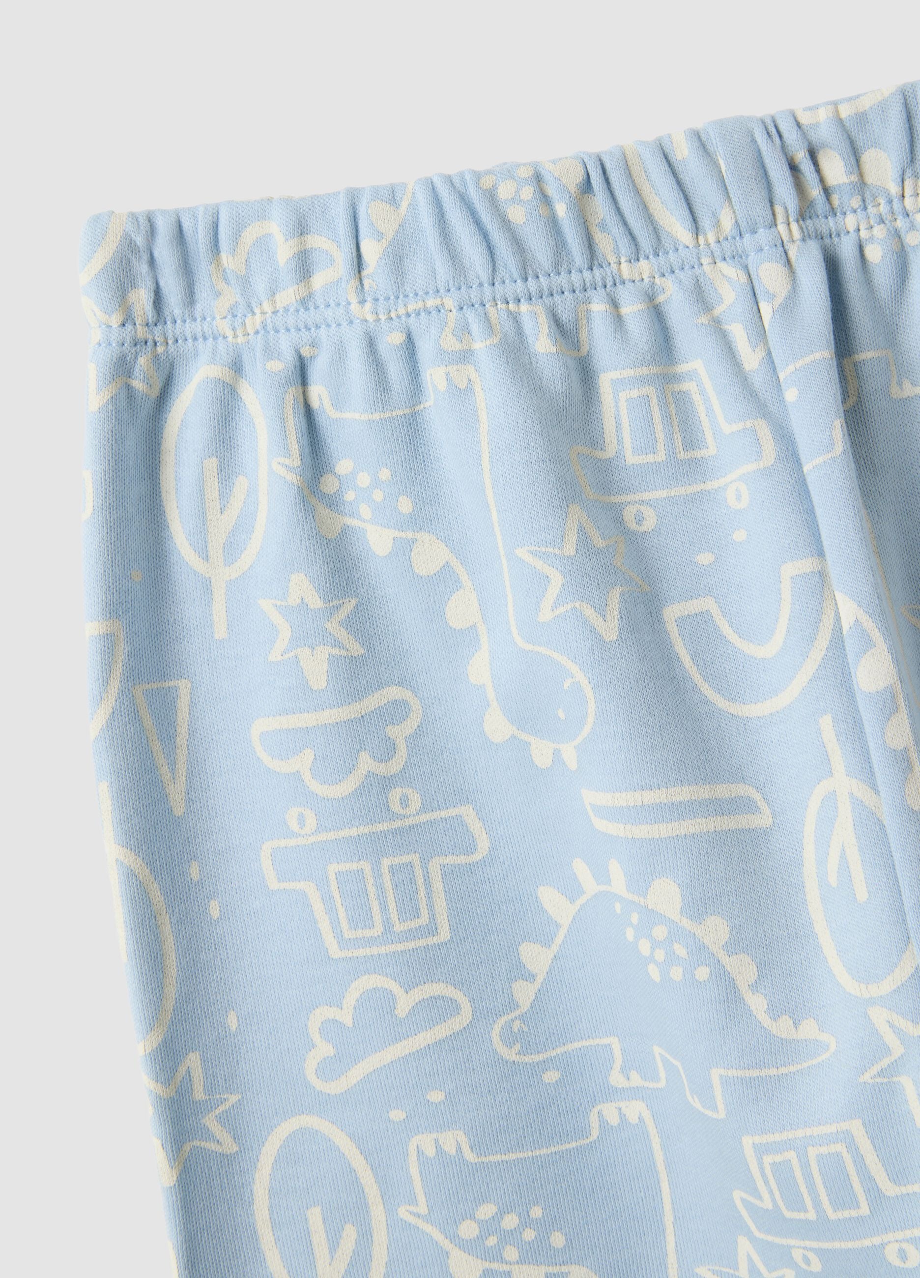 Pyjama bleu clair en pur coton bio &agrave; col rond pour b&eacute;b&eacute; et tout-petit