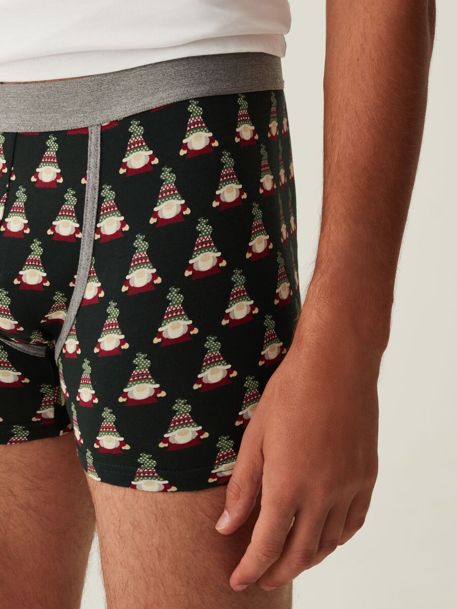 Three-pack midi boxer shorts with Christmas gnome print._3