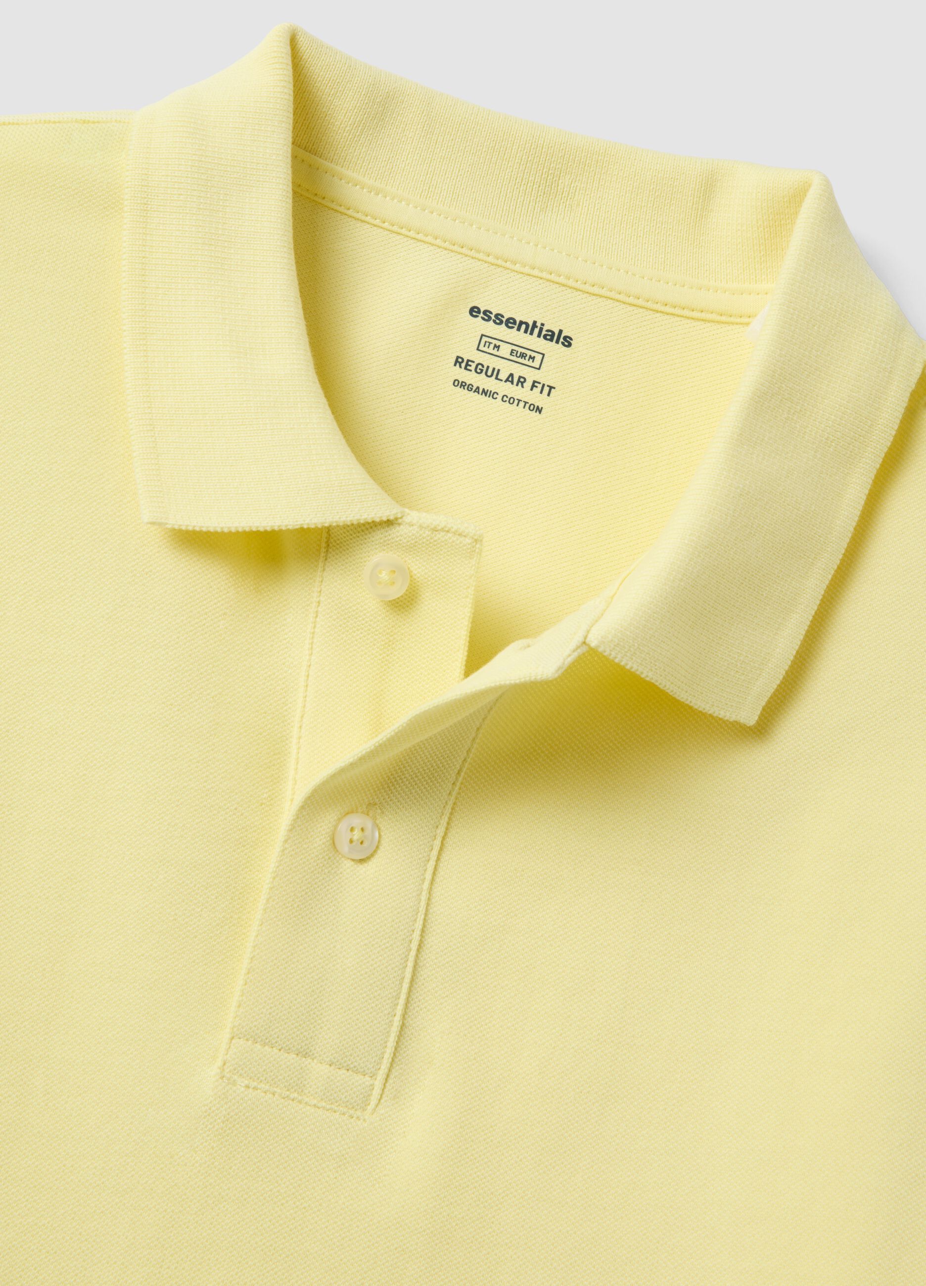 Yellow short-sleeve organic cotton polo shirt, regular fit