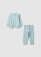 Pigiama azzurro in puro cotone organico con fantasia per neonata_0