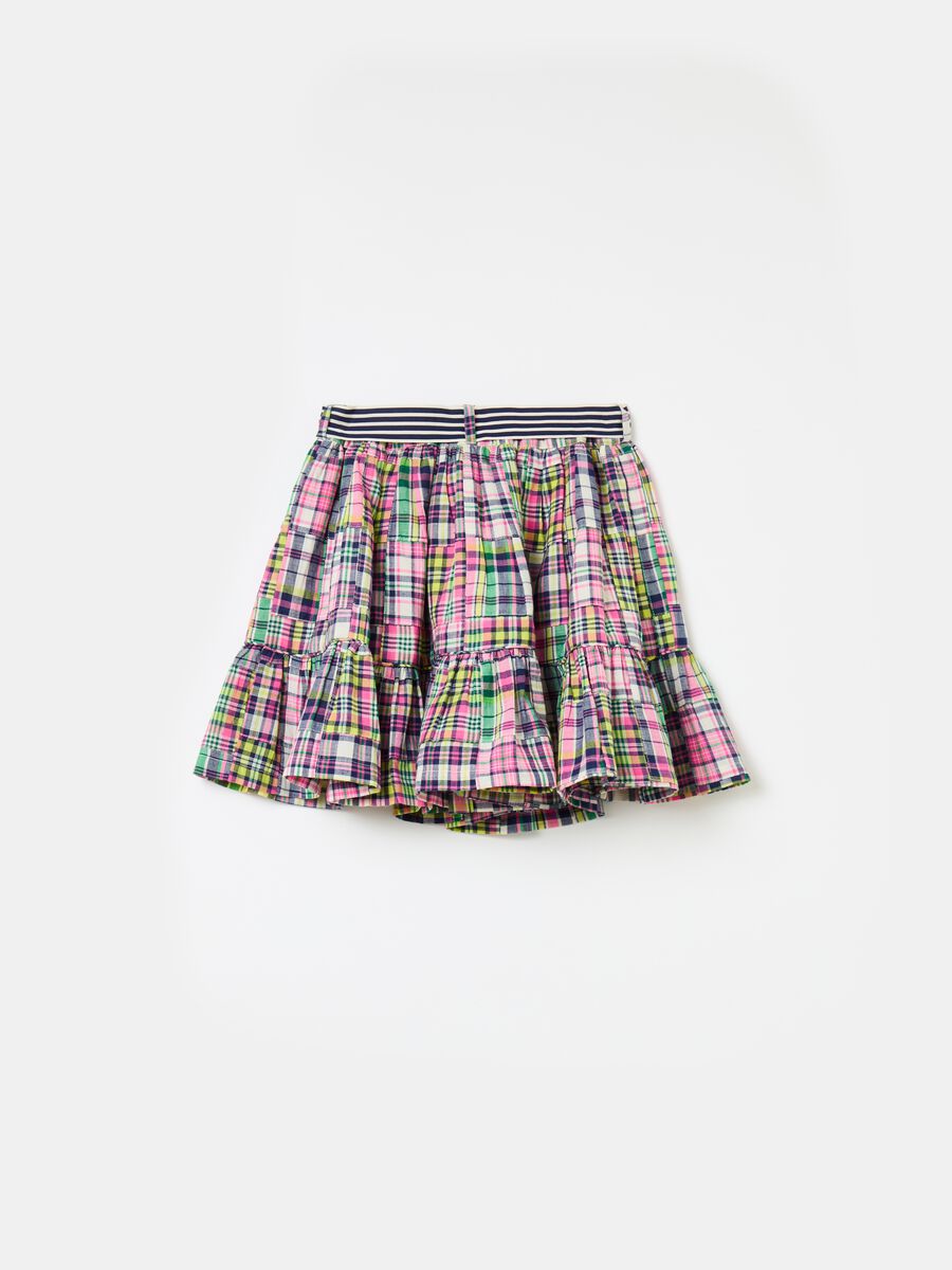 Tiered skirt with multicoloured check pattern_3