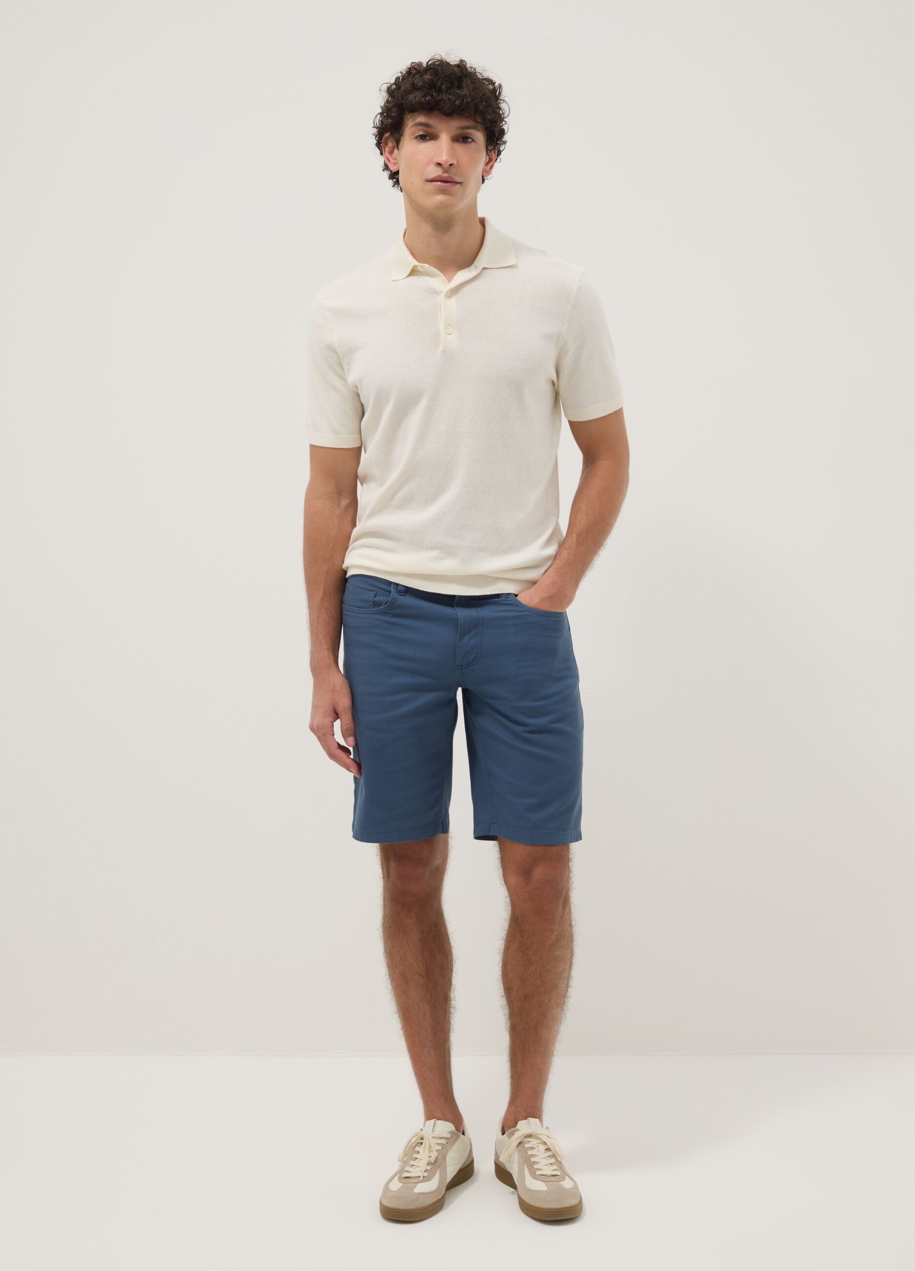 Polo blanca de algod&oacute;n puro corte regular