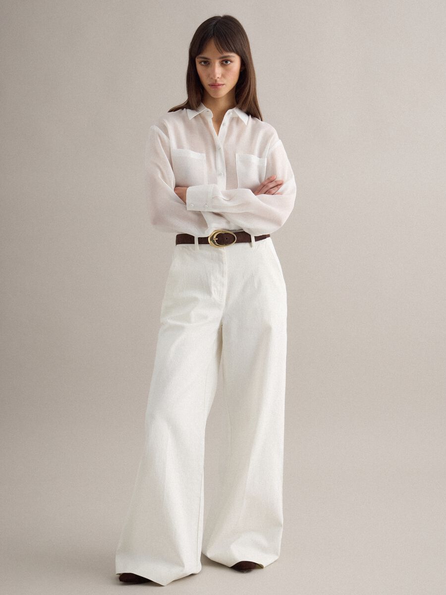 White Oversized Fit Lyocell Blend Shirt_3