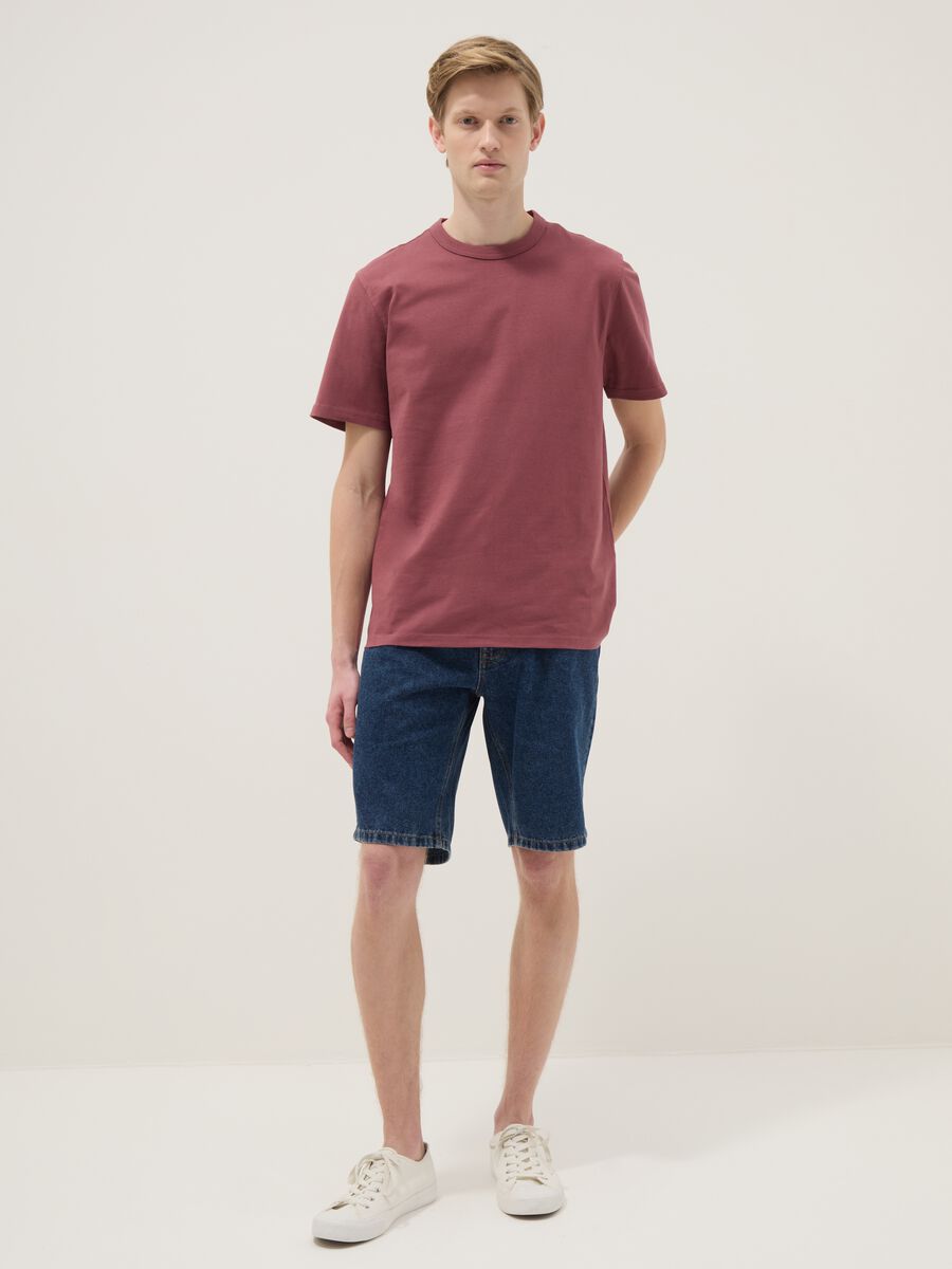 Regular fit red pure cotton short sleeve t-shirt_1