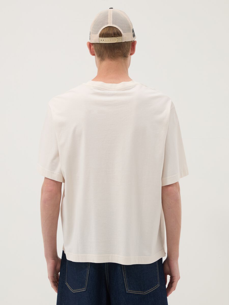 Beige pure cotton T-shirt with front print_3