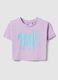 Girls' violet pure cotton boxy fit T-shirt with print_0