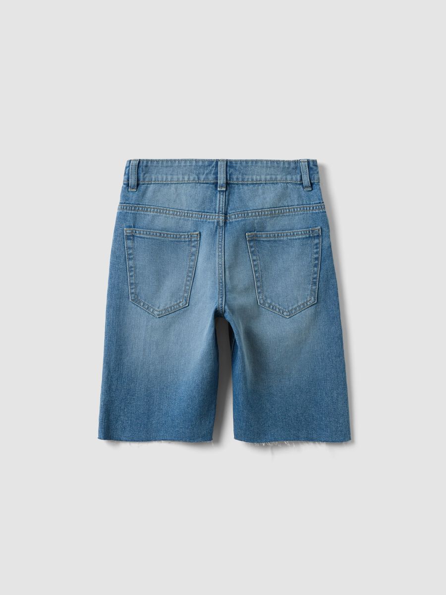 Blue regular-fit denim shorts for boys_1