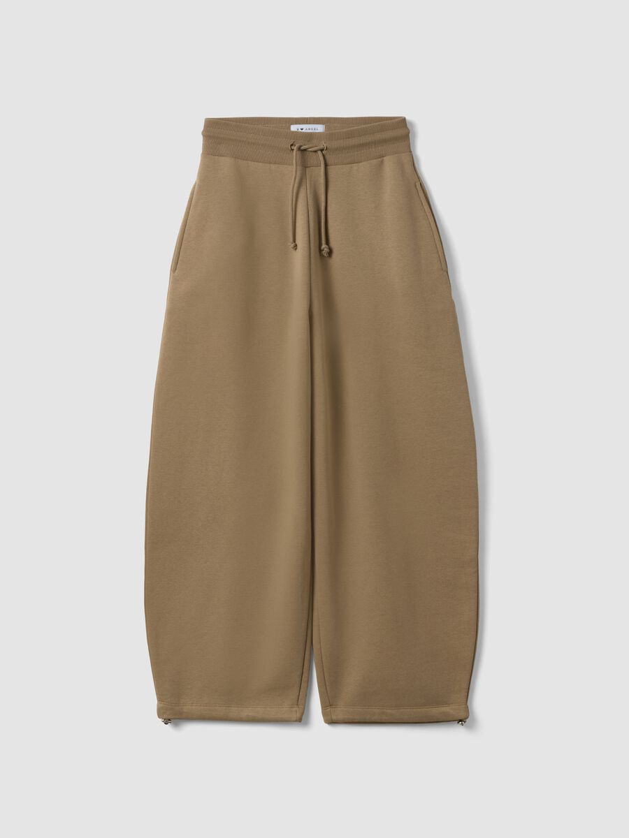 Beige cotton-blend baggy-fit jogger trousers_3