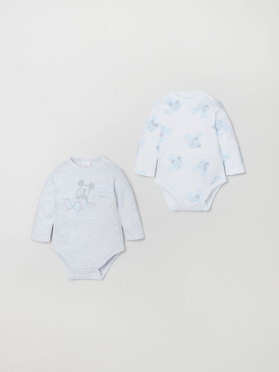 Two-pack cotton bodysuits with Mickey Mouse print_0