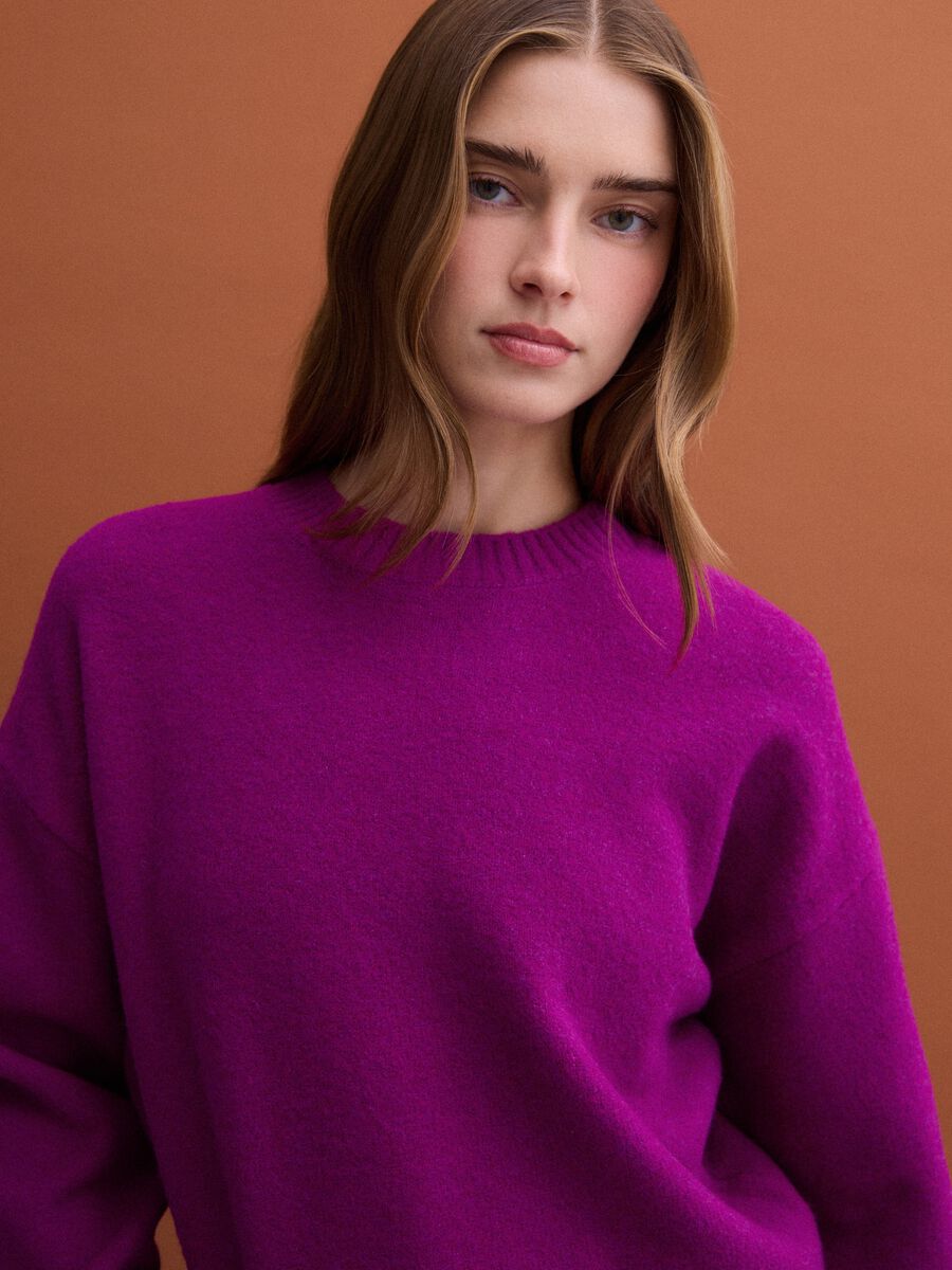 Pink stretch wool crew-neck jumper_0