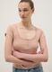 Pink pure cotton regular fit T-shirt with deep serafino neckline_0