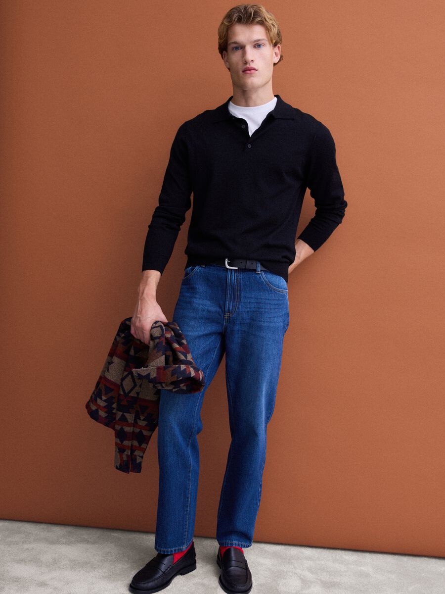 Jeans blu in puro cotone straight fit_0