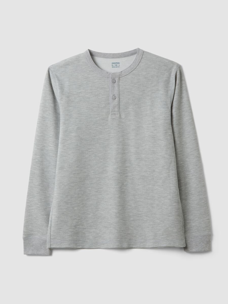 Grey honeycomb viscose-blend T-shirt, regular fit_0