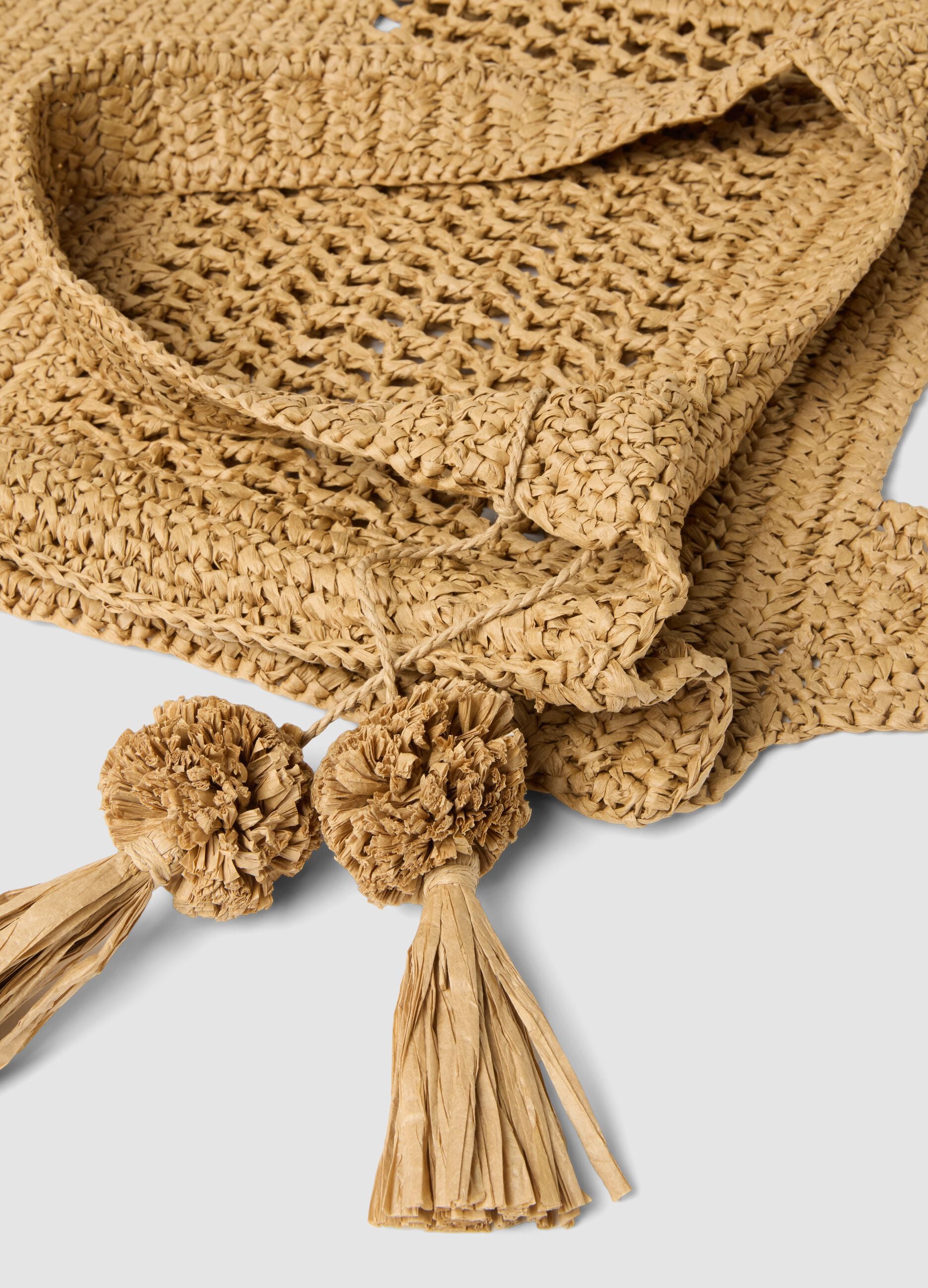 Bolso de playa beige en tejido 100% fibra de papel