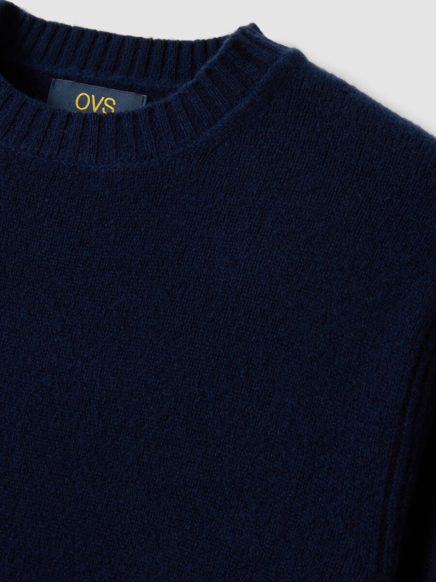 Blue crew-neck wool-blend jumper, regular fit_1