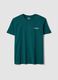 Green pure cotton T-shirt with slogan and back print, regular fit_4